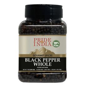 Pride of India ‚Äì Black Peppercorn Whole ‚Äì Gourmet & Culinary Spice ‚Äì Full Bodied, Dried & Flavorful ‚Äì Preservatives & Gluten Free ‚Äì 8 oz. Me