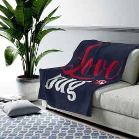 Decorative Throw Blanket, Love All Day Every Day, Word Art - Navy