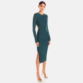 Sexy hollow long cocktail evening dress (Option: Green-M)