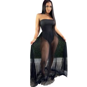 Sexy Mesh See-through Dress With Wrapped Chest (Option: Black-S)