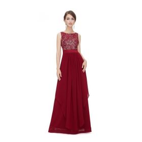 Lace dress with irregular hem (Option: Wine Red-XL)