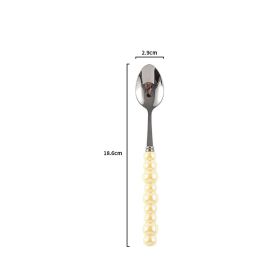 Ceramic Pearl Handle Knife Fork And Spoon Household Eating Soup Spoon Western Foodsteak Knife And Fork (Option: yellow tea spoon)