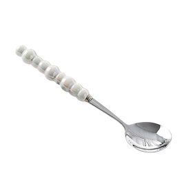 Light Luxury Ceramic Pearl Handle Knife Fork And Spoon Creative Stainless Steel Tableware (Option: Colorful Main Meal Round Spoon)