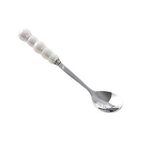 Light Luxury Ceramic Pearl Handle Knife Fork And Spoon Creative Stainless Steel Tableware (Option: Colorful Spoon)